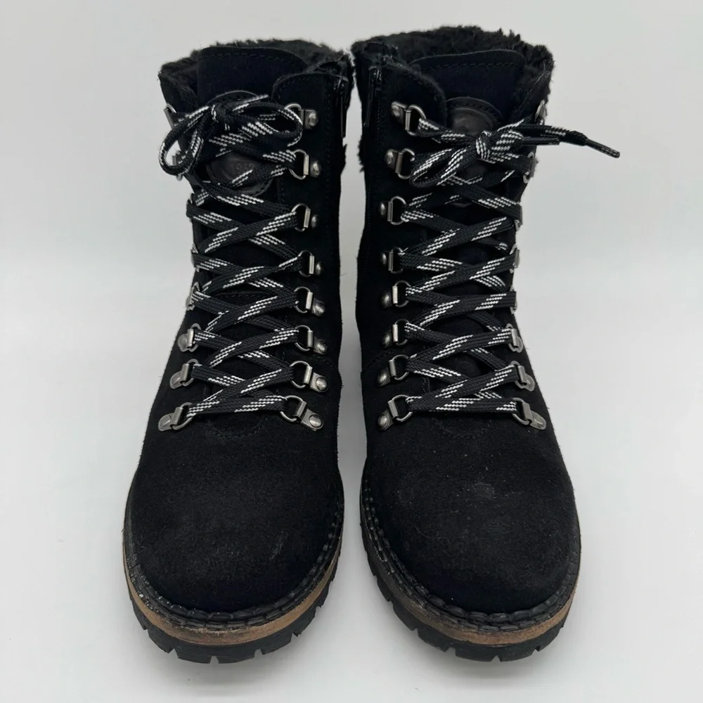 Pajar Black Leather Waterproof Lace Up Zip Ankle Boot Size 10